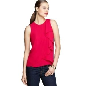 BCBGMAXAZRIA Ruffle Front Sleeveless Top‎ Shirt Magenta Size L